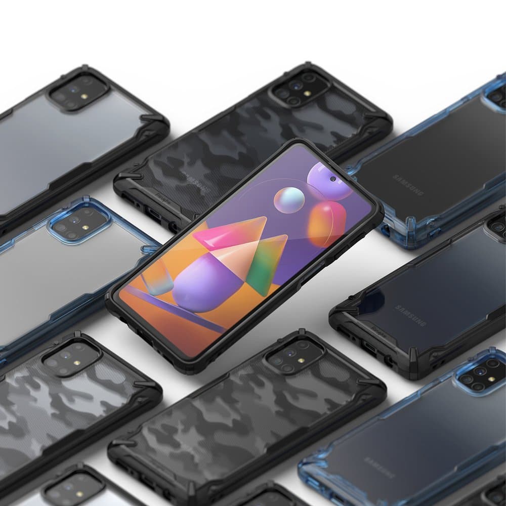 Ringke Fusion X Design odolné pouzdro pro Samsung Galaxy M31s Camo černé