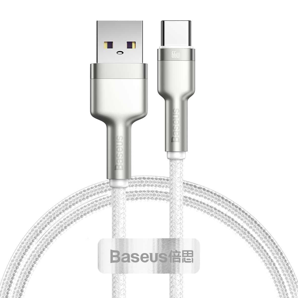 USB-C kabel Baseus Cafule 66W, 1m (bílý)