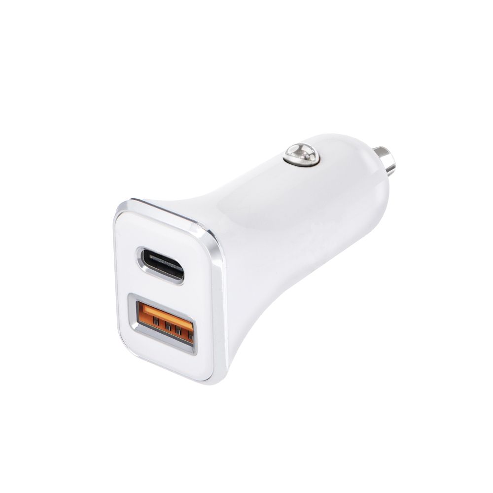 FORCELL autonabíječka USB 3.0 + USB C Quick Charging + Power Delivery PD20W 4A CC-QCPD01 bílá