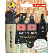 STABILO BOSS ORIGINAL NatureColors marker 4 kom Dlijeto vrh Crno, Brončano, Smeđe, Zeleno