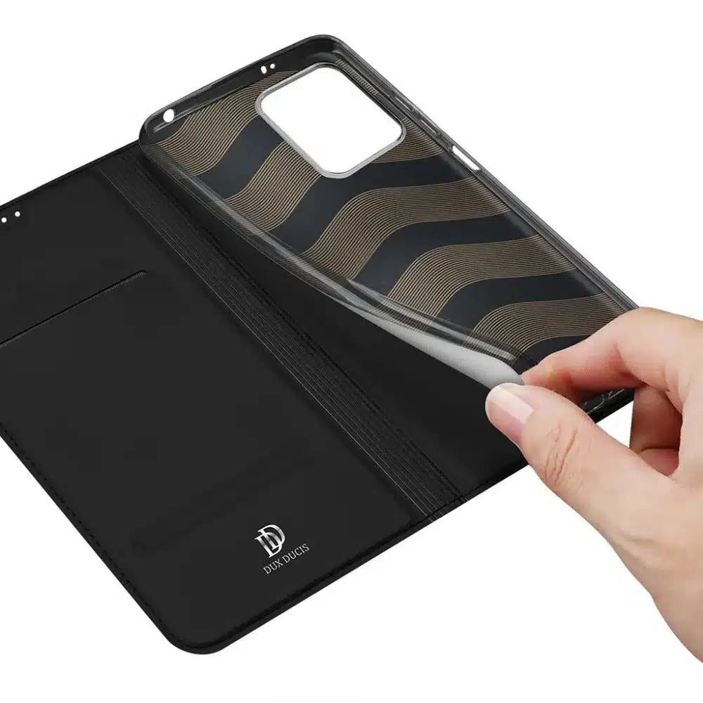 DUX DUCIS Skin Pro – pouzdro s kůží pro Xiaomi Redmi Note 12 5G černé