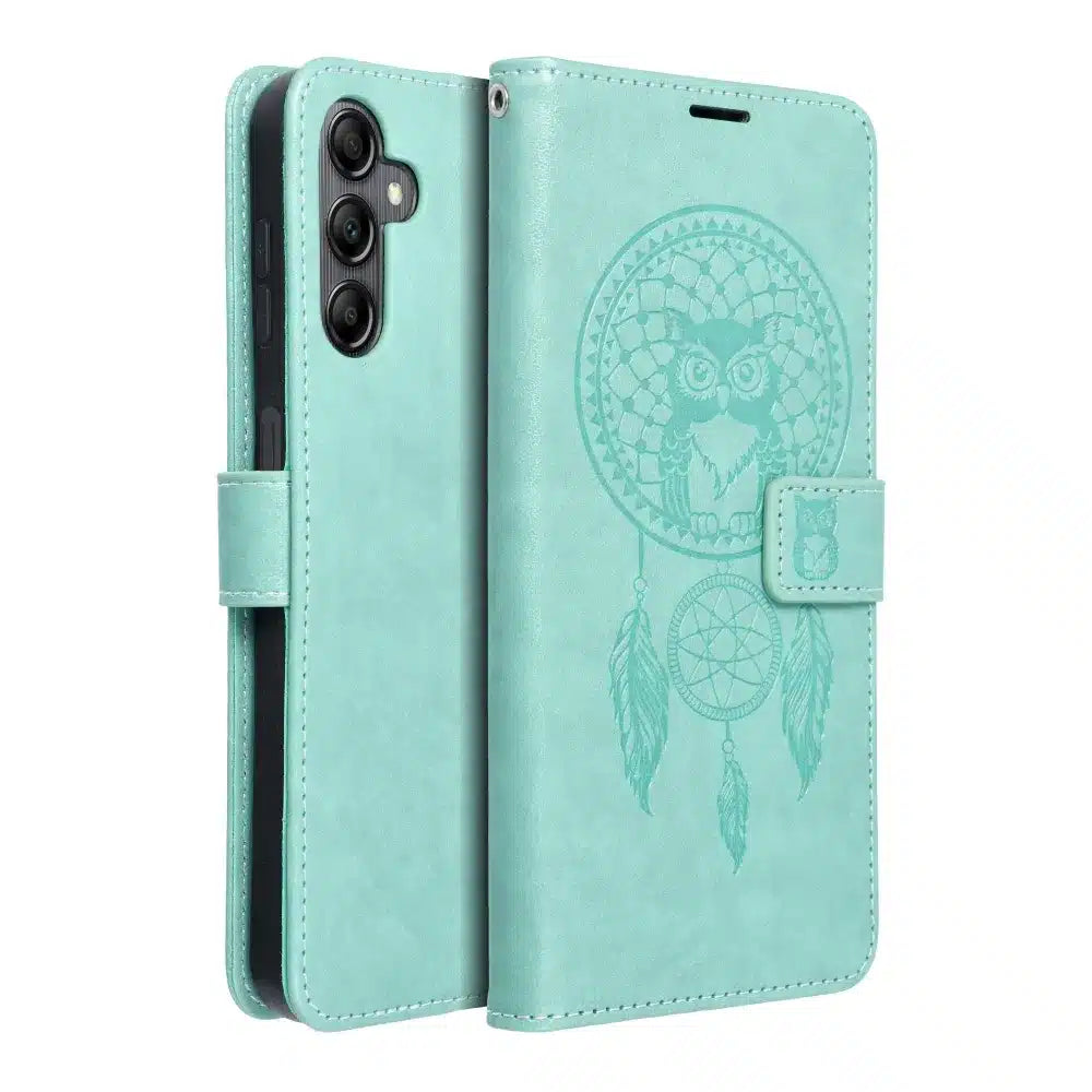 MEZZO Book case flipové pouzdro pro SAMSUNG GALAXY A14 4G / A14 5G dreamcatcher zelené