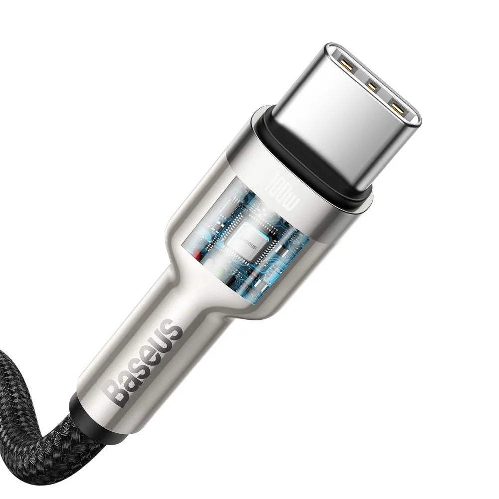 BASEUS kabel Type-C na Type-C PD100W Power Delivery Cafule kovový kabel 1 metr černý