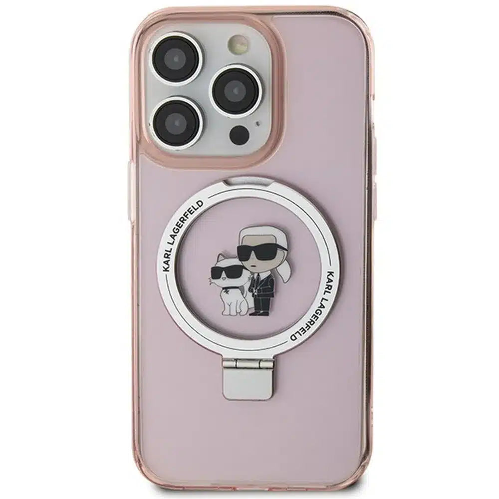 Original KARL LAGERFELD Hardcase maska za iPhone 15 Pro Max (Magsafe / Ringstand KC / pink)