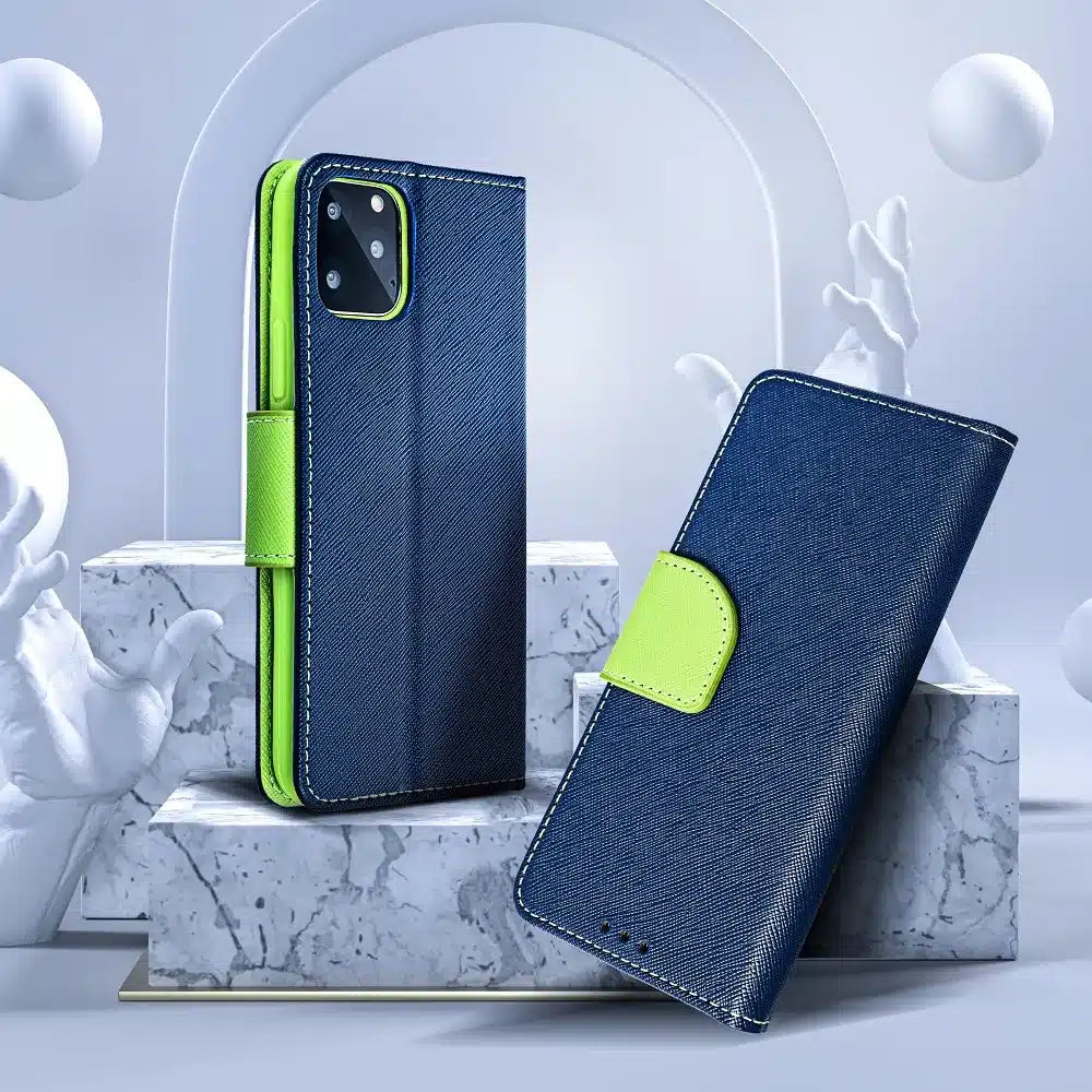 Pouzdro Fancy Book pro XIAOMI Redmi NOTE 12S tmavě modré / limetkové