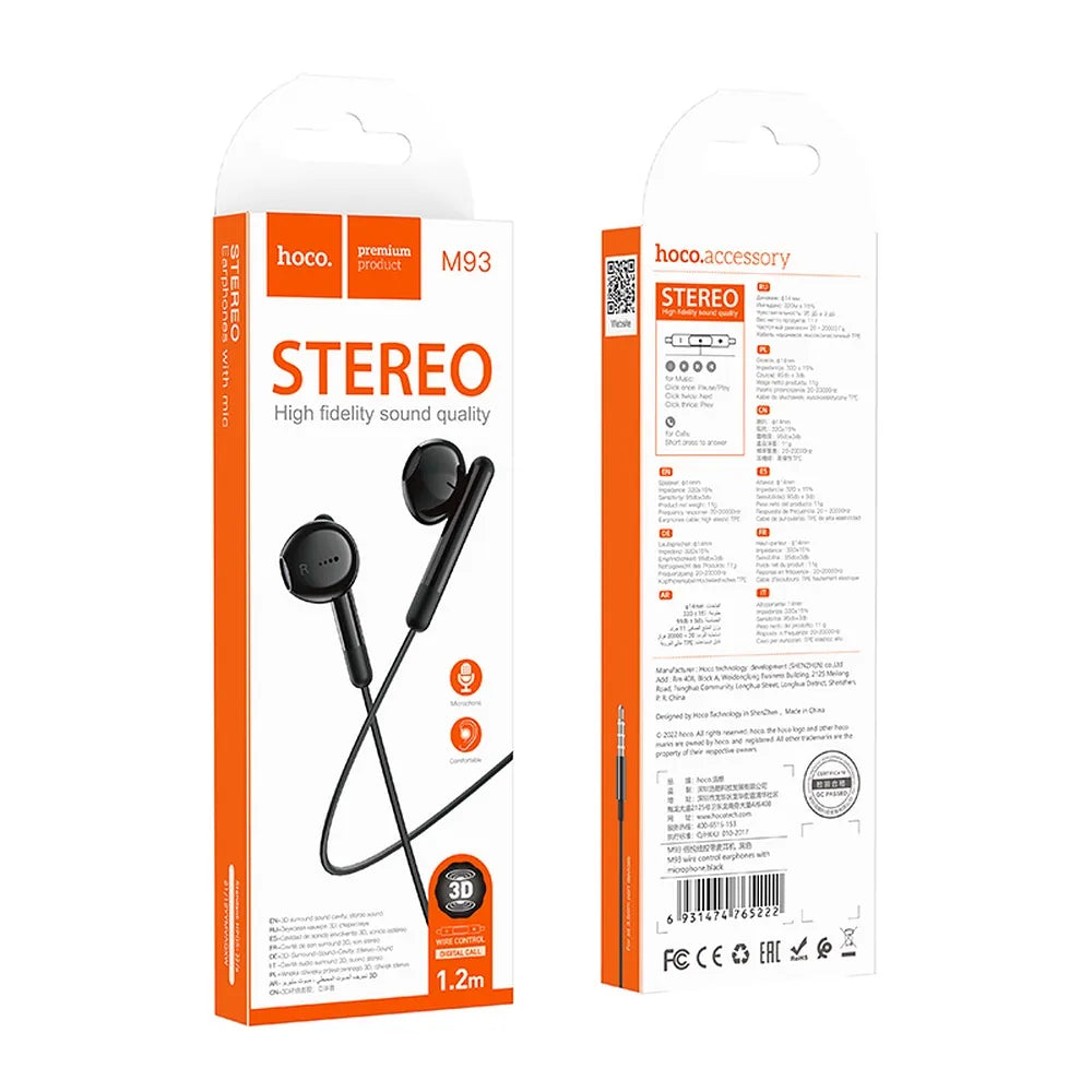 Sluchátka HOCO 3,5mm jack M93 černá