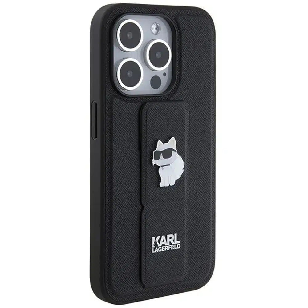 Originální pouzdro KARL LAGERFELD Hardcase KLHCP14XGSACHPK pro iPhone 14 Pro Max (Gripstand Saffiano choupette PIN / černá