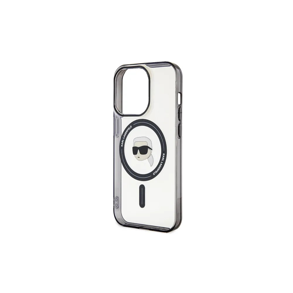 Originální KARL LAGERFELD Hardcase KLHMP15LHKHNOTK pouzdro pro iPhone 15 PRO (Karl Head + MAG / průhledné)