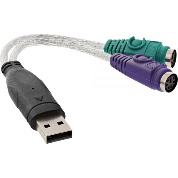 InLine 33386 PS/2 kabel 2x 6-p Mini-DIN USB A Prozirno
