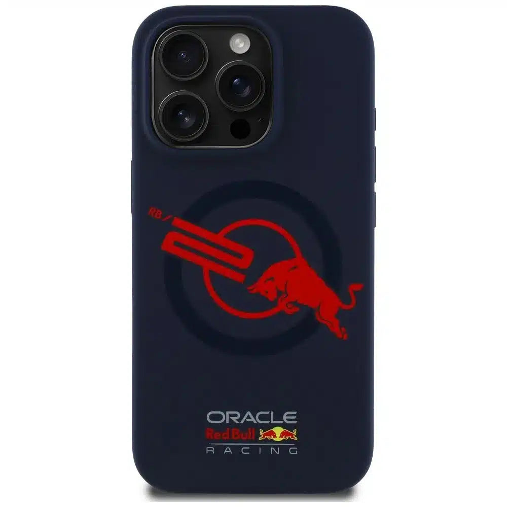 RED BULL iPhone 16 Pro kryt kompatibilní s MagSafe (Silicon ORBR20 Logo Red Lining) námořnická modrá