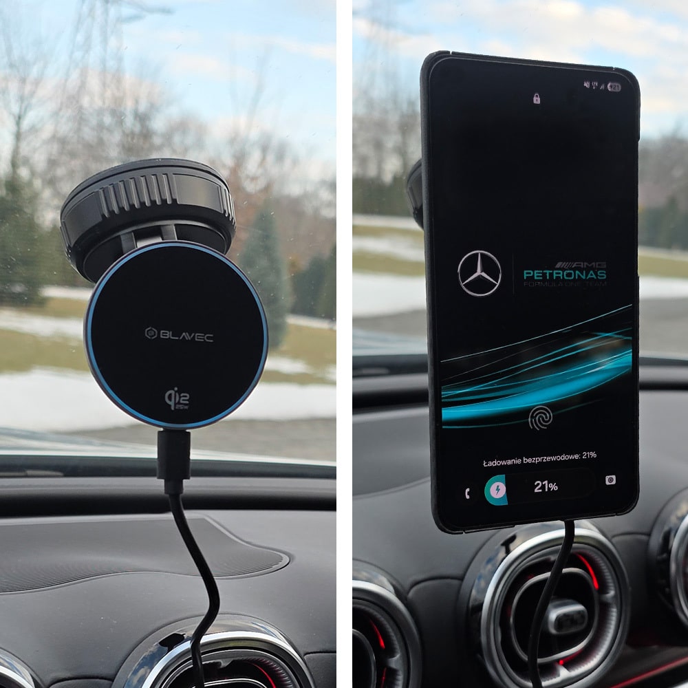 Auto držač Qi2.2 25W MagSafe s indukcijskim punjačem Blavec