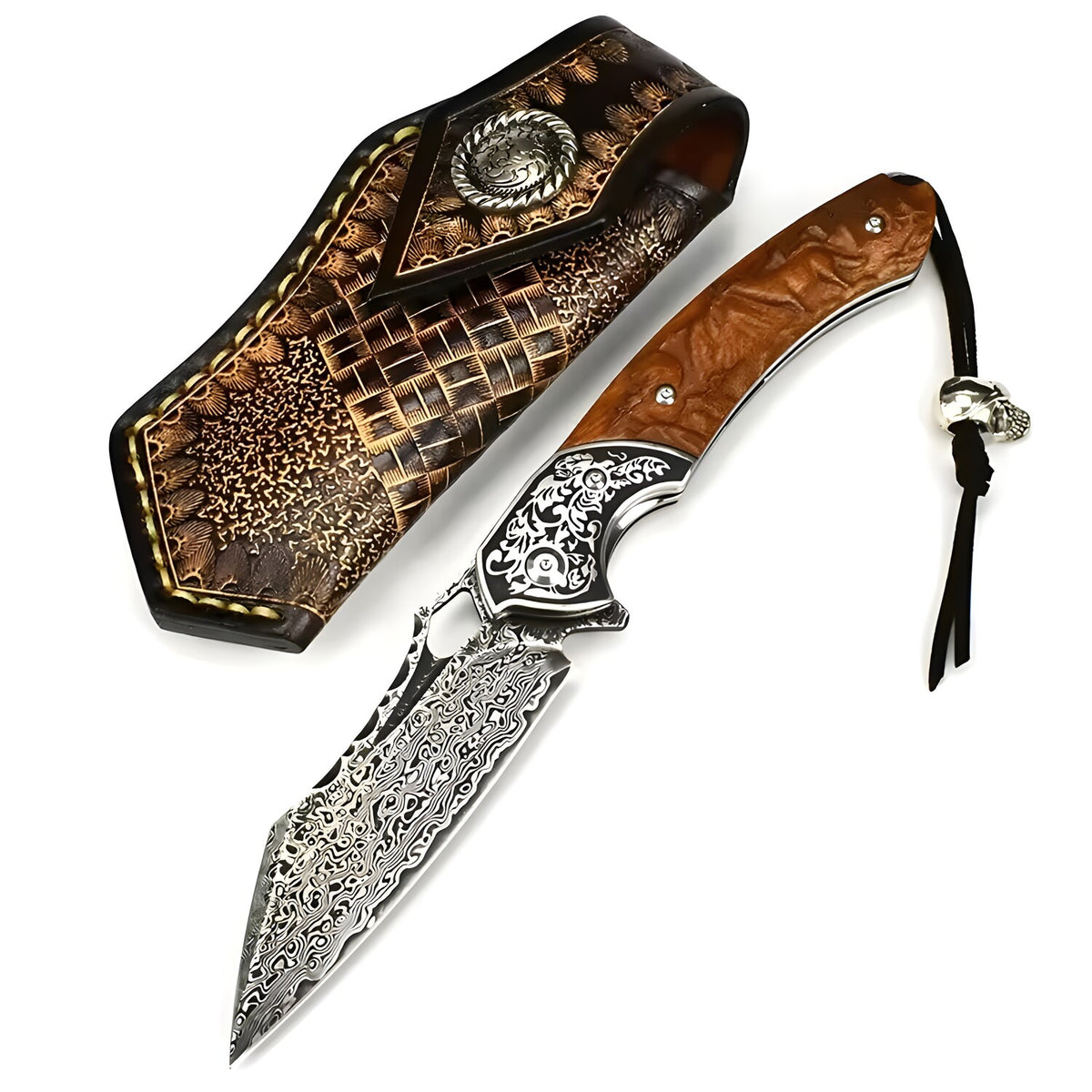 Damaskovski vanjski sklopivi nož HA-31680 - Smeđa KP31680