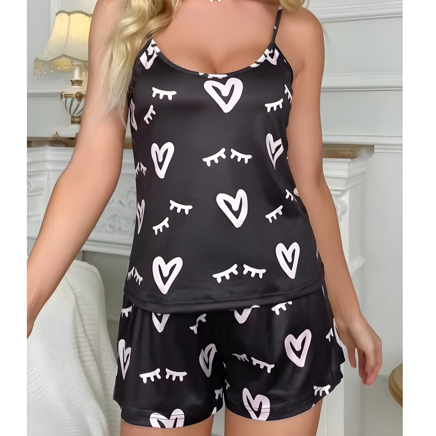 Kratka ženska pidžama HE-30876 - Crna / M KP30876