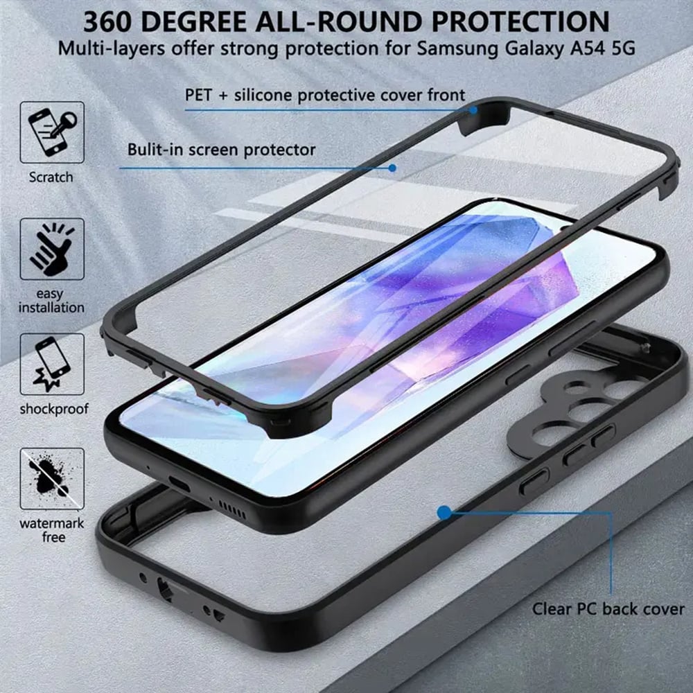 Techsuit – ColorVerse 360 Series oboustranný ochranný kryt pro Samsung Galaxy A15 4G / A15 5G – černý