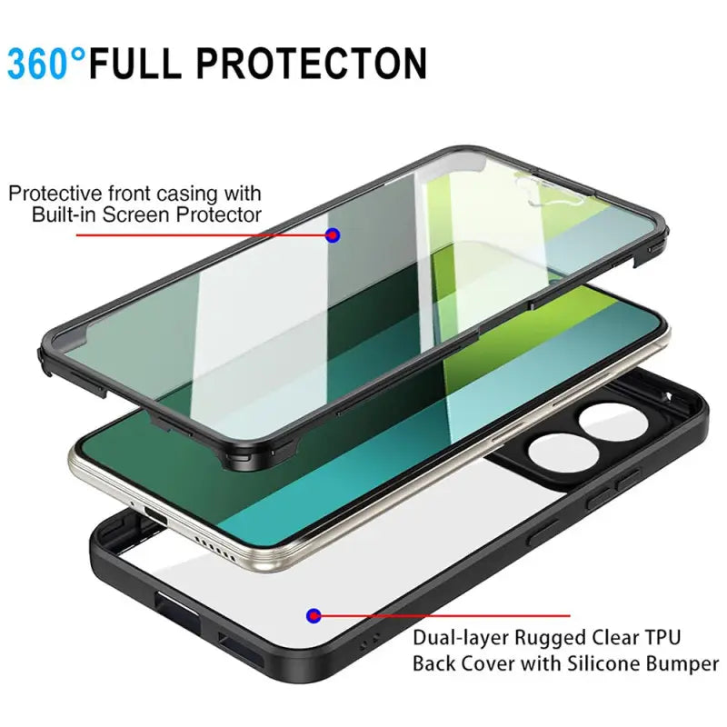 Techsuit – ColorVerse 360 Series oboustranný ochranný kryt pro Xiaomi Redmi Note 13 Pro 5G / Poco X6 – černý