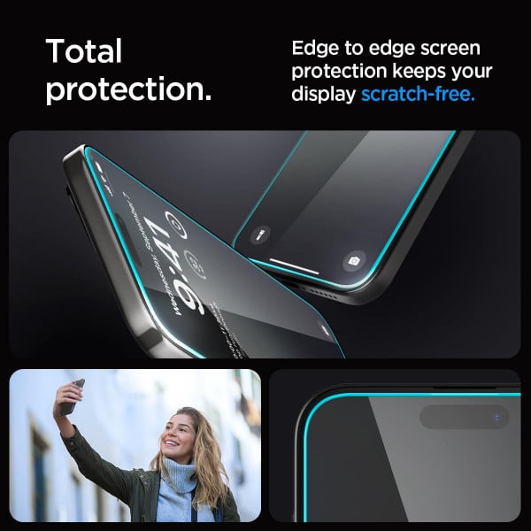 Kaljeno staklo SPIGEN Glas.TR EZ FIT 2 komada za IPHONE 15 PRO MAX prozirno