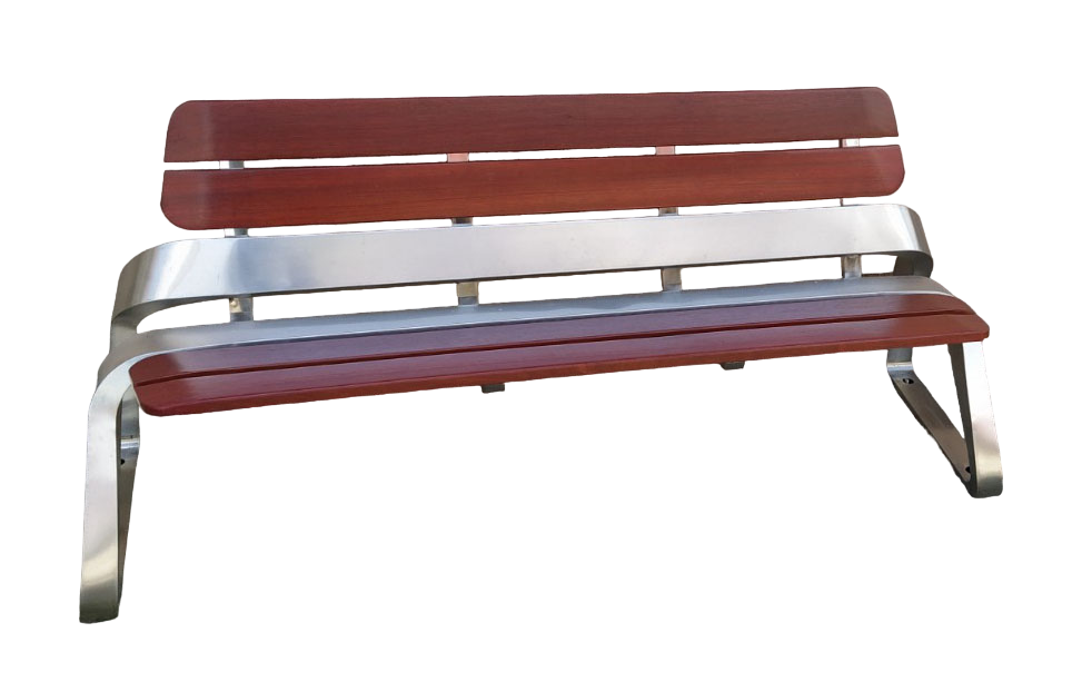Zahradní lavice z nerezové oceli a dřeva