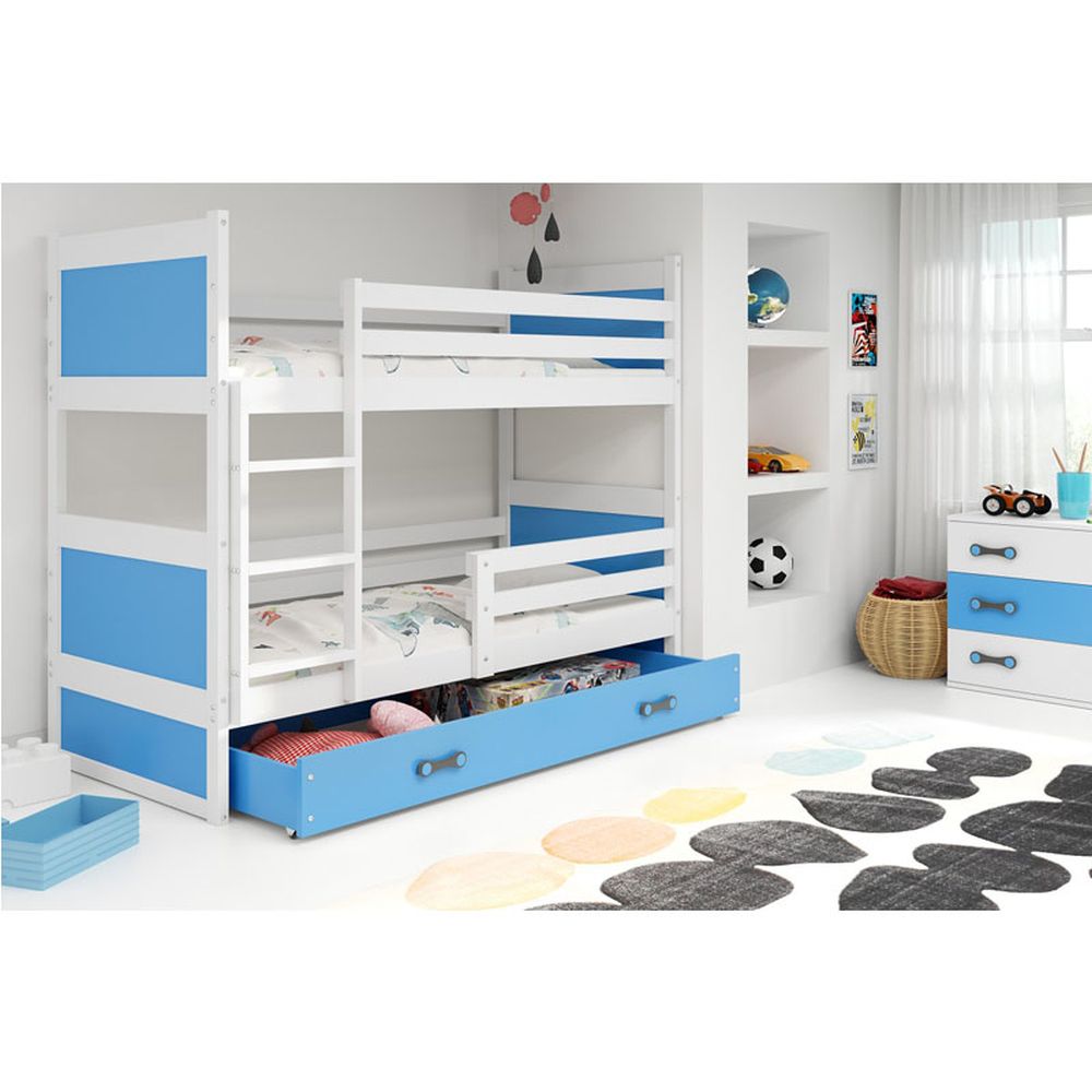 Krevet BMS Rico na kat + ladica 200x90 cm, BIA plava
