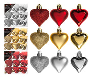 Kuglice za bor,  UKRAS Srca Red/Gold/Silver 9/1 Zlatna
