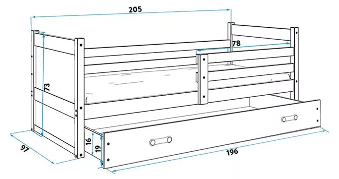 Krevet BMS Rico + ladica 200x90 cm, BIA bijela
