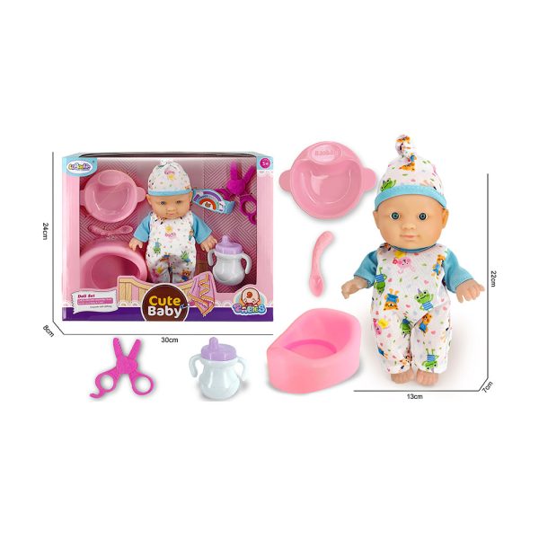 Lutka Cute Baby – Realistična beba s priborom za igru Plava