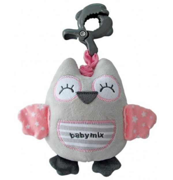 Plišana zvečka zeko grey&pink