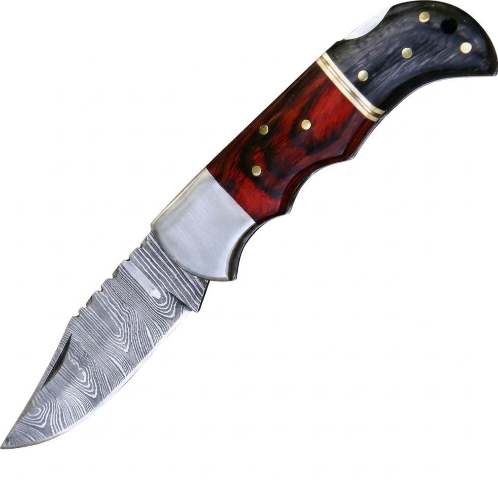 Damaščanski outdoor sklopivi nož RD-42287 - Crveni / Crni / Srebrni KP42287