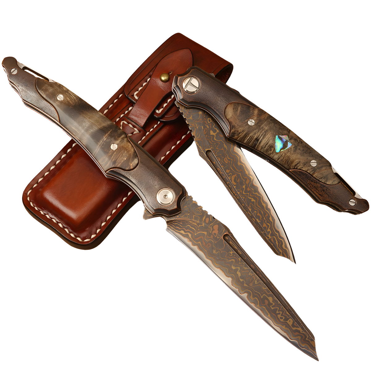 Damaščanski outdoor sklopivi nož MASTERPIECE NT-42080 - Smeđa KP42080