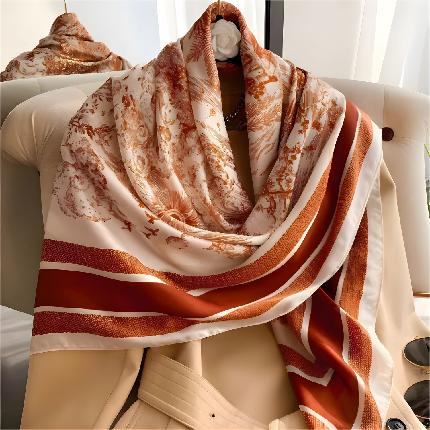 Šal UL-38930 - Narančasta / Bijela KP38930