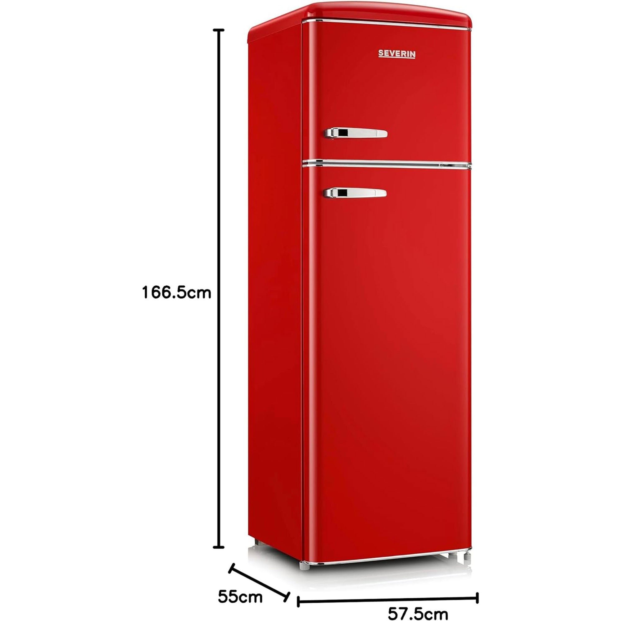 Severin Retro volně stojící chladnička, červená, 246 L, RKG 8983
