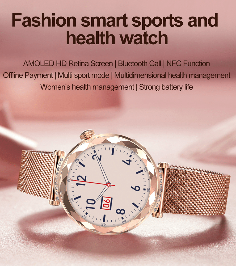 Blavec Smartwatch W-19 Liana HD AMOLED Voice Call (SWW19-RG) růžové zlato + 2 řemínky