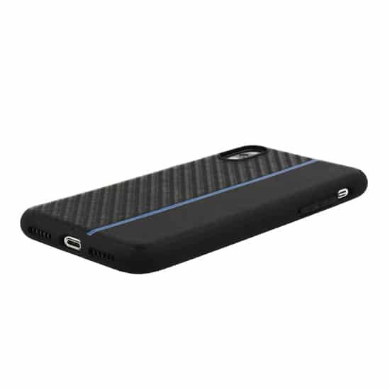 MOTO KARBONOVÉ POUZDRO PRO SAMSUNG GALAXY A6 2018 ČERNÉ S MODRÝM PÁSKEM