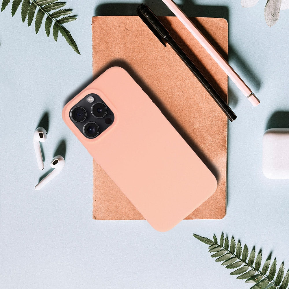 SILIKONOVÉ TEKUTÉ POUZDRO NA IPHONE 14 broskvová barva