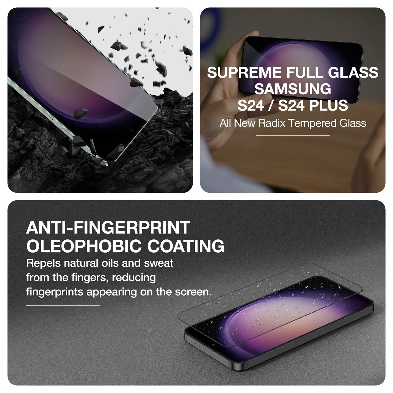ÚŽASNÁ VĚC RADIX PLNÉ SKLO TEMPEROVANÉ SKLO PRO SAMSUNG GALAXY S24 PLUS/S25 PLUS