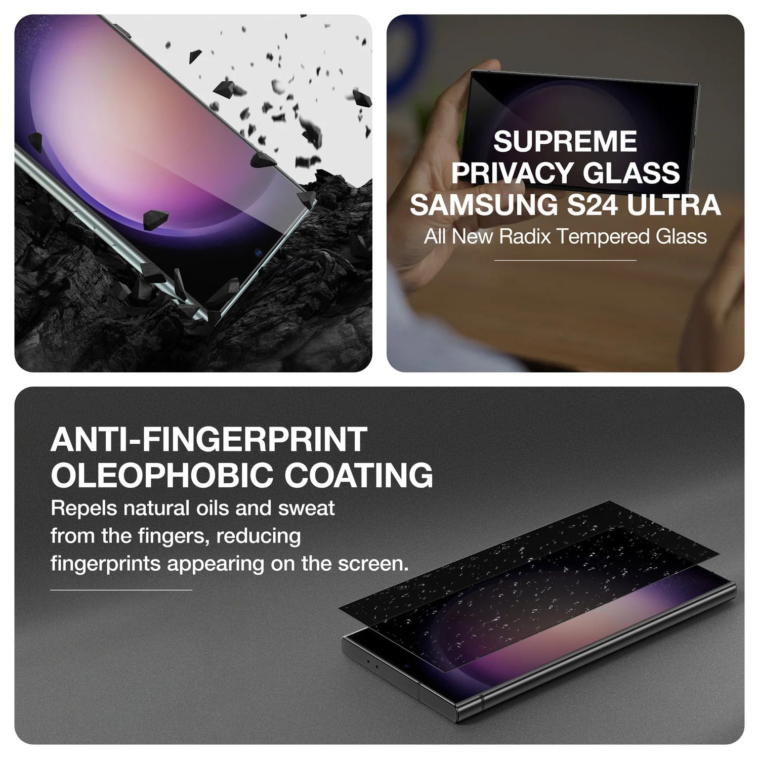 ÚŽASNÁ VĚC RADIX TEMPEROVANÉ SKLO PRIVACY GLASS PRO SAMSUNG GALAXY S24 ULTRA