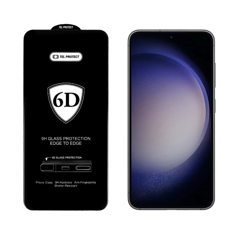 FULL GLUE 6D TVRZENÉ SKLO PRO SAMSUNG GALAXY S22/S23 BLACK (S ODEMYKÁNÍM OTISKEM PRSTU)
