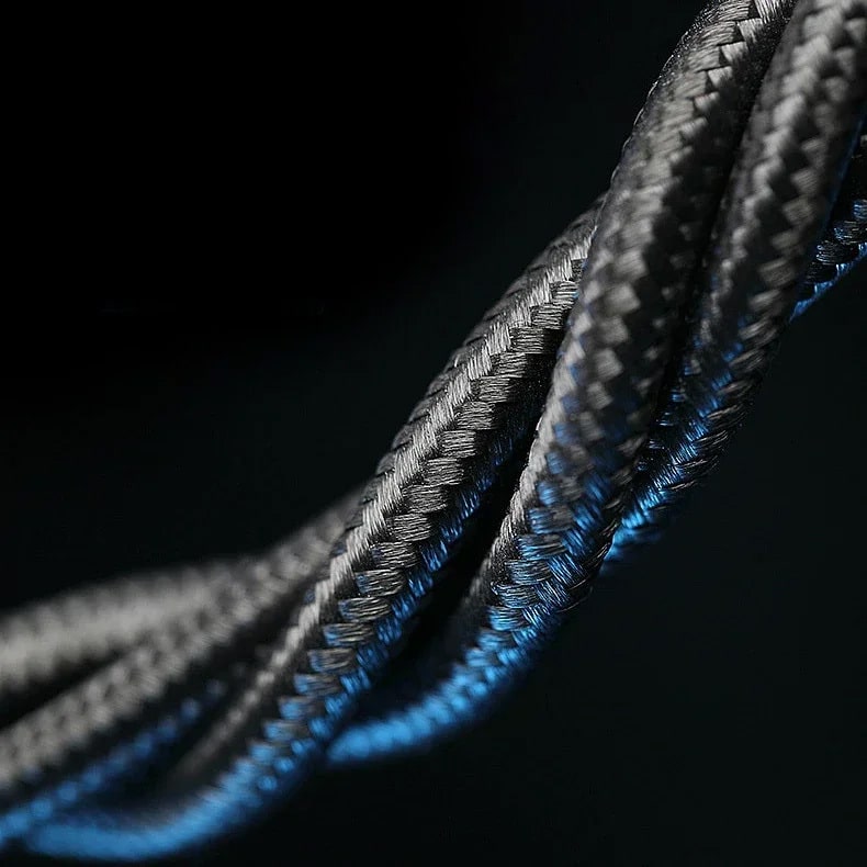 BLAVEC RAPTOR OPLETENÝ KABEL – TYPE- C NA LIGHTNING – PD 20W 2.4A 3m černo-šedý