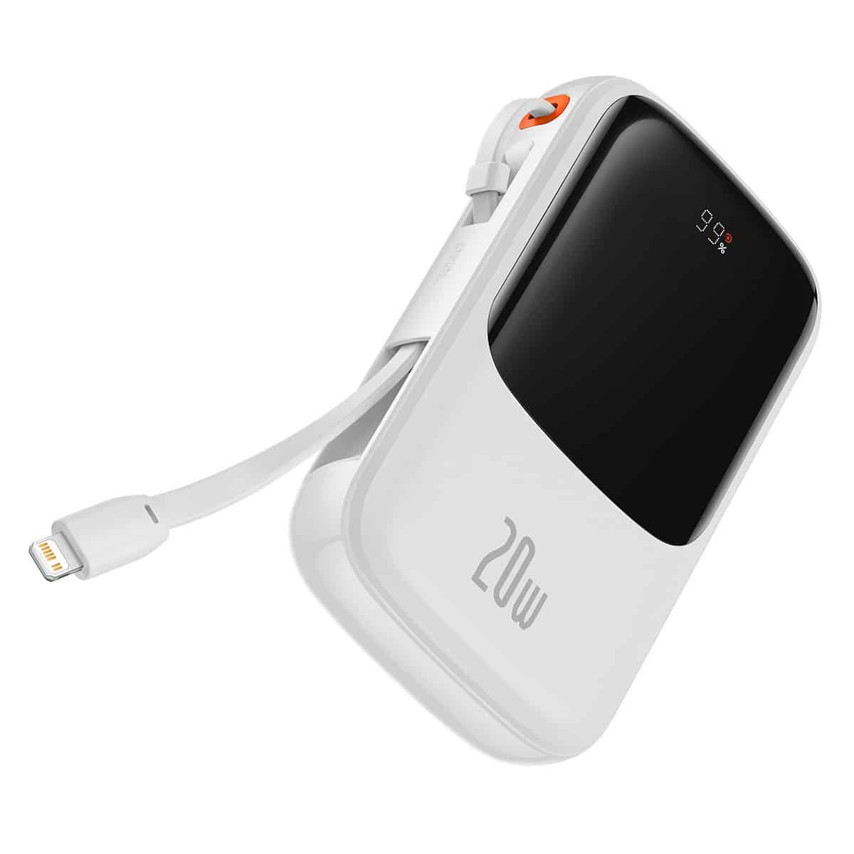 BASEUS POWER BANK 10000MAH QPOW PRO - USB + TYPE C - PD 20W S LIGHTNING KABELEM BÍLÝ