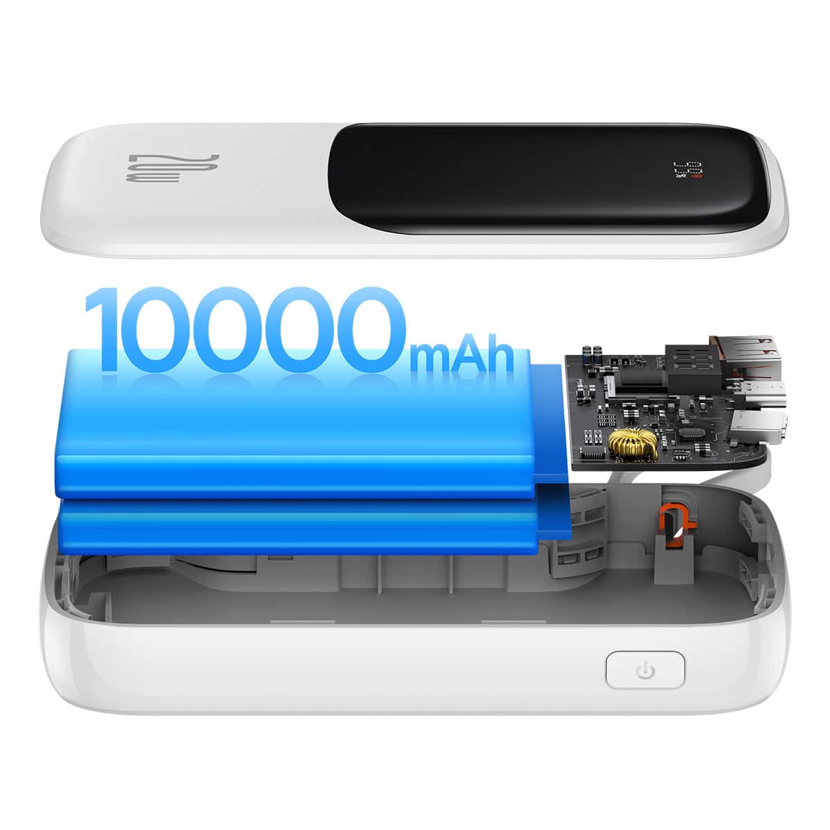 BASEUS POWER BANK 10000MAH QPOW PRO - USB + TYPE C - PD 20W S LIGHTNING KABELEM BÍLÝ