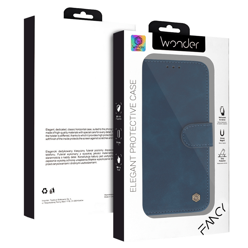 Wonder Fancy flipové pouzdro pro Xiaomi Redmi Note 14 5G tmavě modré