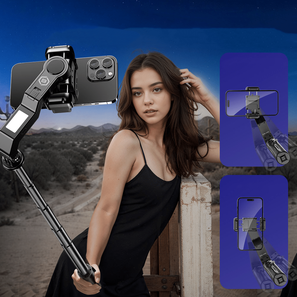 Blavec Selfie Stick Aluminium Fusion P-10 Gimbal stativ + dálkové ovládání 1 metr černý