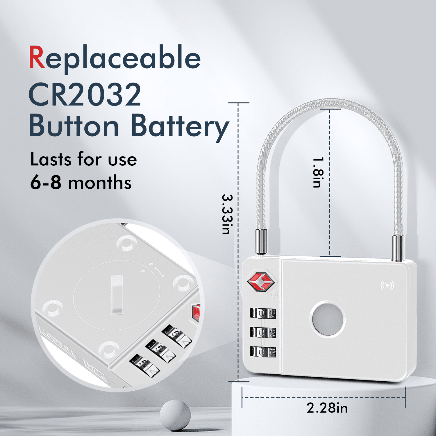 MiLi GPS Bluetooth MiLock Tracker HD-P16-L (pouze pro Apple) zavazadlový zámek bílý