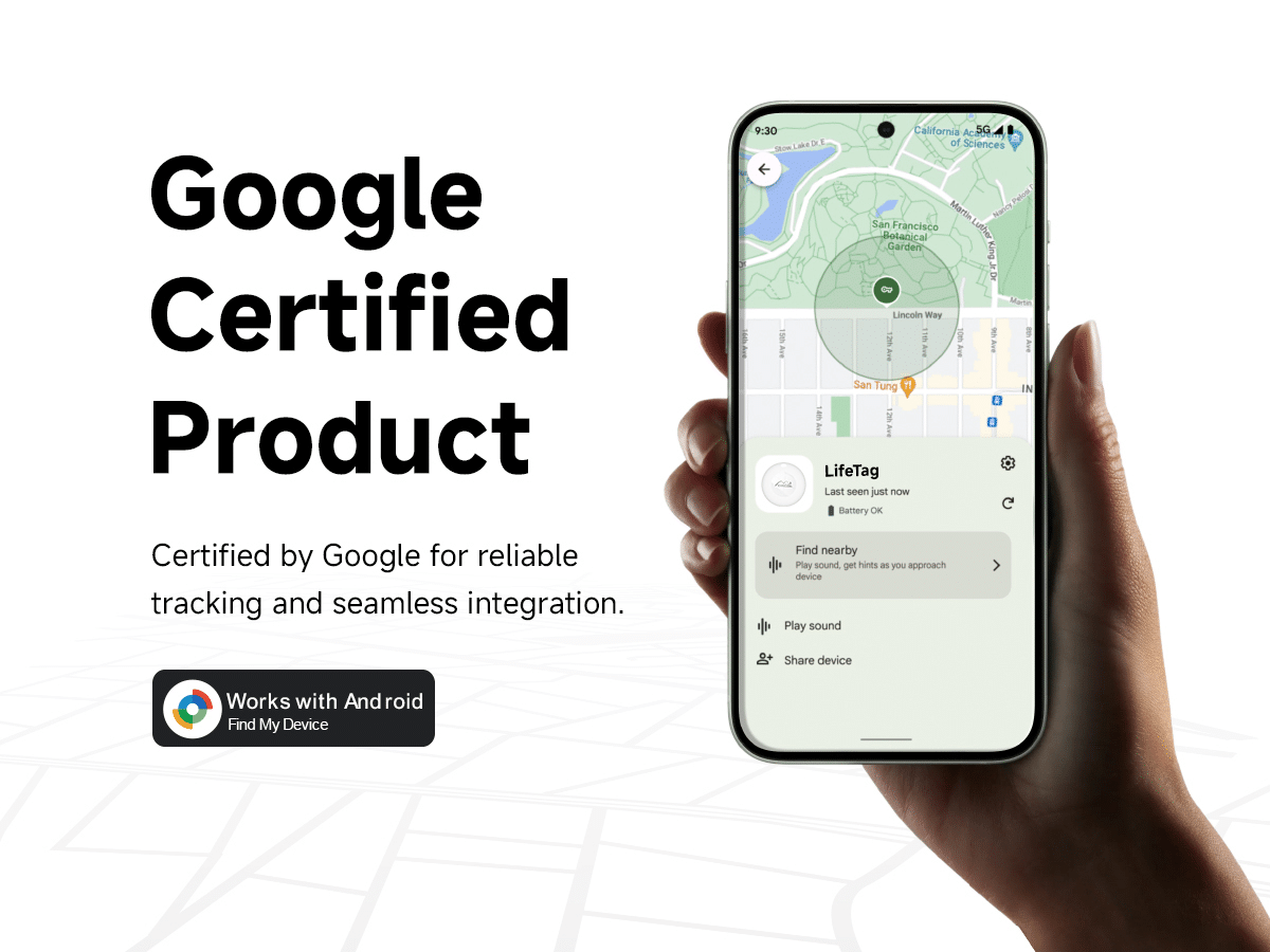 Bluetooth GPS lokátor LifeTag Tracker Android + pouzdro s kroužkem na klíče bílý