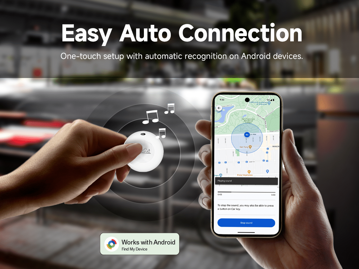Bluetooth GPS lokátor LifeTag Tracker Android + pouzdro s kroužkem na klíče bílý