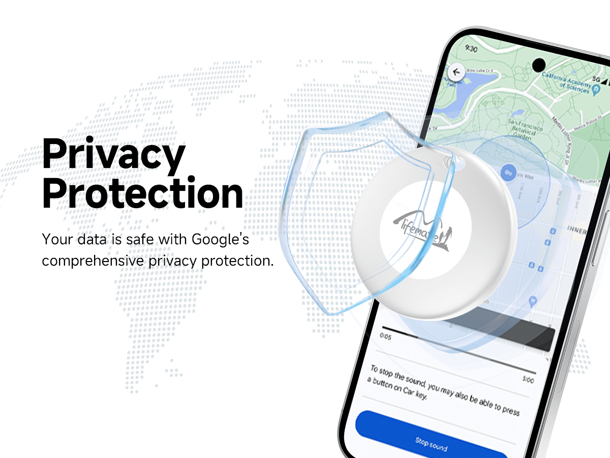 Bluetooth GPS lokátor LifeTag Tracker Android + pouzdro s kroužkem na klíče bílý