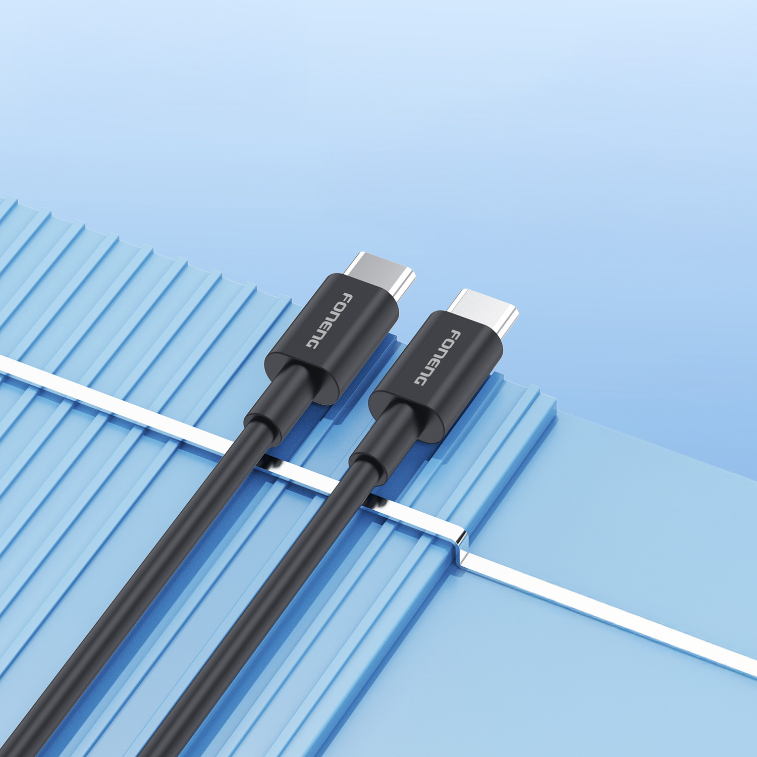 Nástěnná nabíječka Foneng GaN PPS - USB + 2xType C - QC 4.0+ PD 65W s kabelem Type C na Type C černá