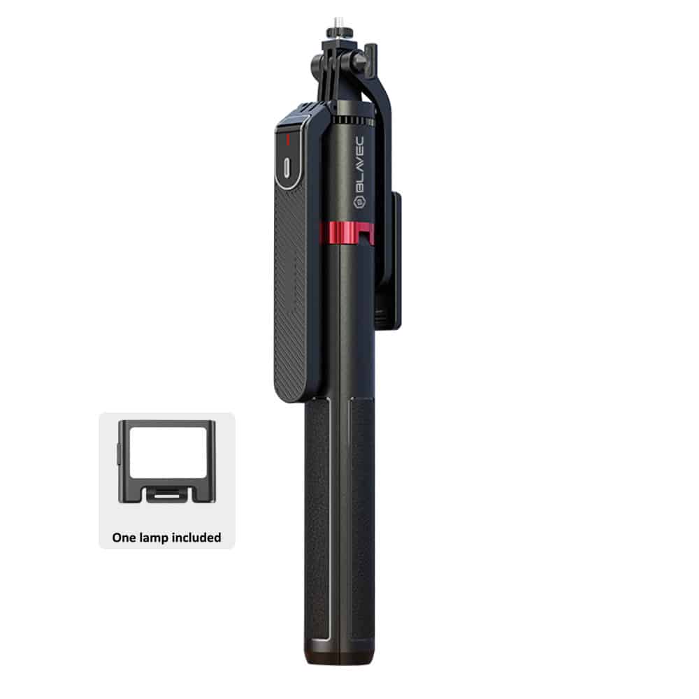 Blavec Selfie tyč Aluminium Fusion P08 stativ + dálkové ovládání + 1 lampa – 220 cm – černá