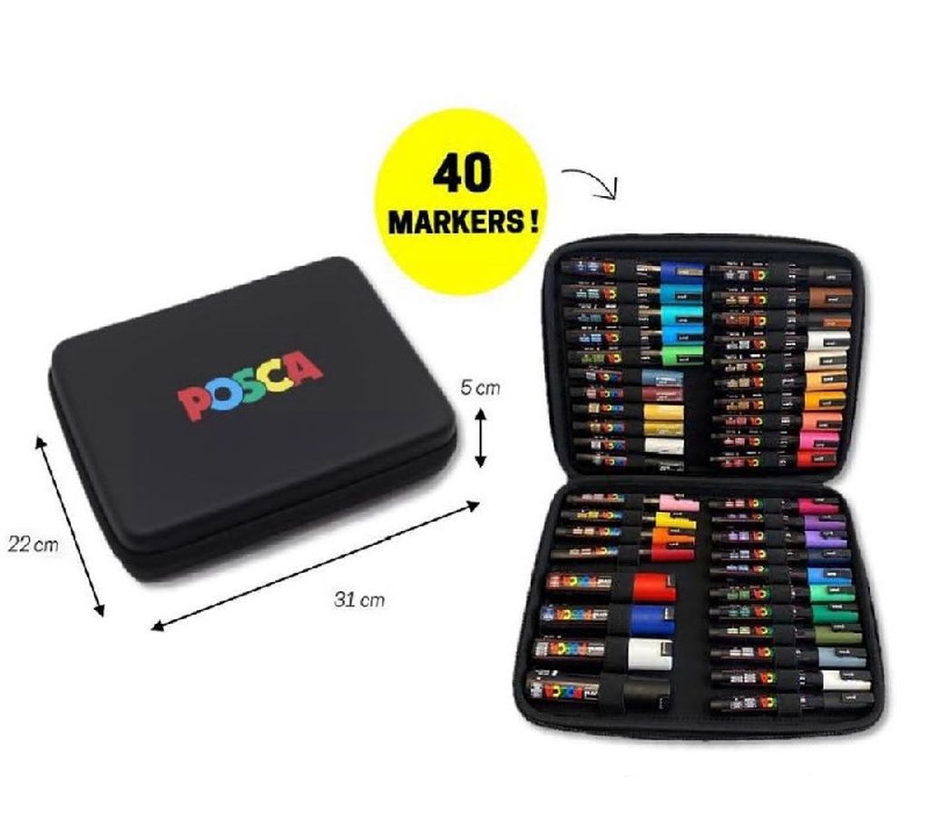 Marker Uni gift set Posca Art case u gumiranoj pernici (mix pc-1m/ pc-3m/pc-5m/pc-8k) 40/1 302422303