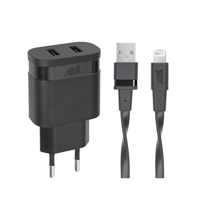 Punjač zidni RivaPower VA4125 BD2 Black 3,4A / 2xUSB + kabel MFi Lightning 1.2m