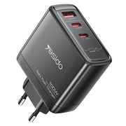 Zidni punjač Yesido YC142 100W 5A 1 x USB-A - 2 x USB-C crni